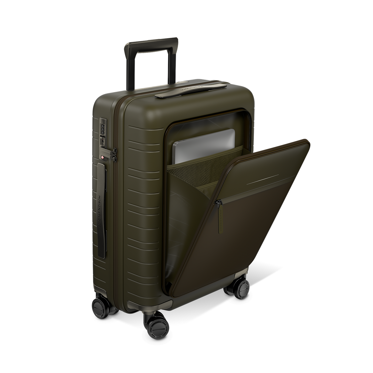M5 / Dark Olive / Vegan Multi Shell / Cabin Size mit Fronttasche / Pro