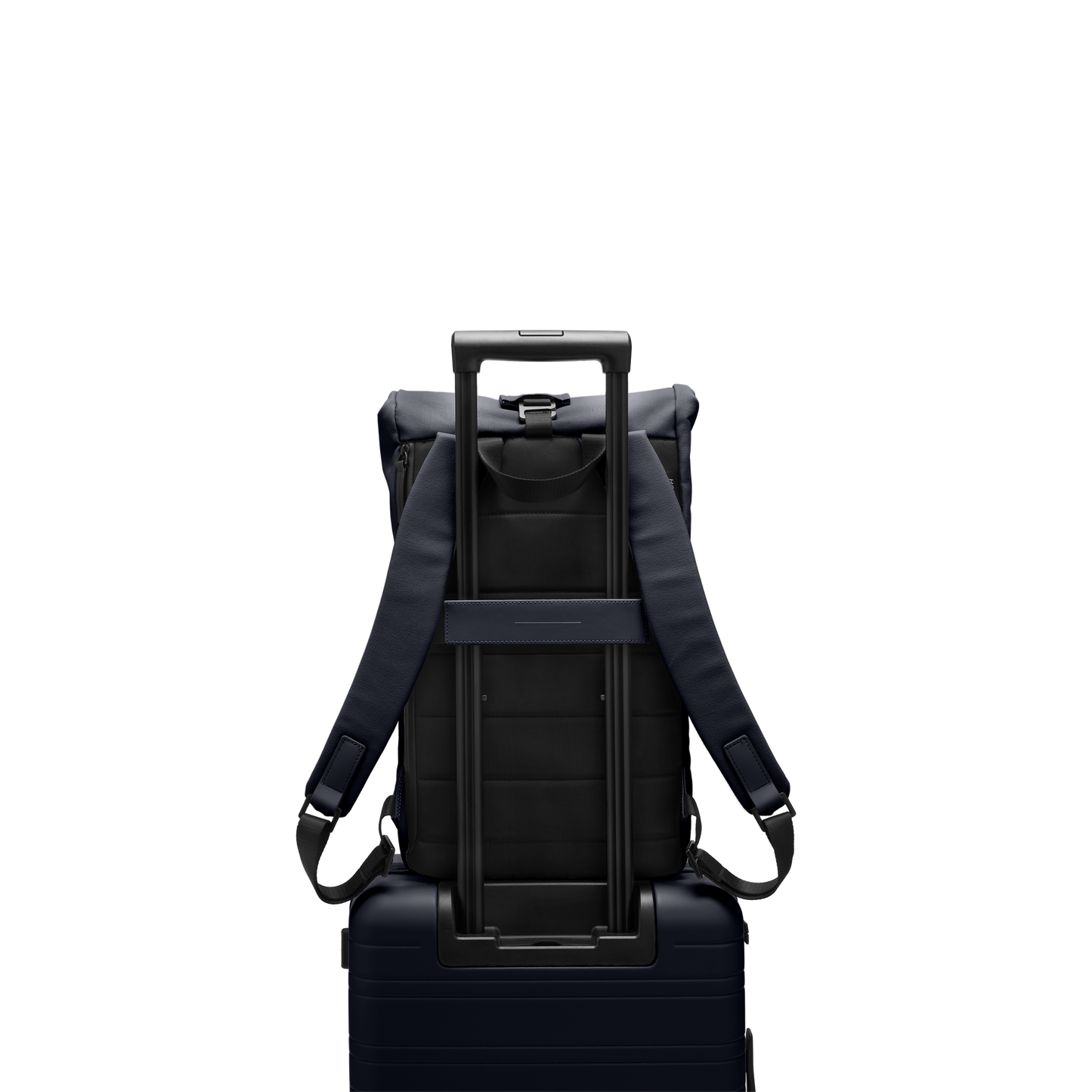 Sofo Rolltop Rucksack Blau Trolley Rückseite - Wasserabweisend Vegan Ergonomisch - Horizn Studios