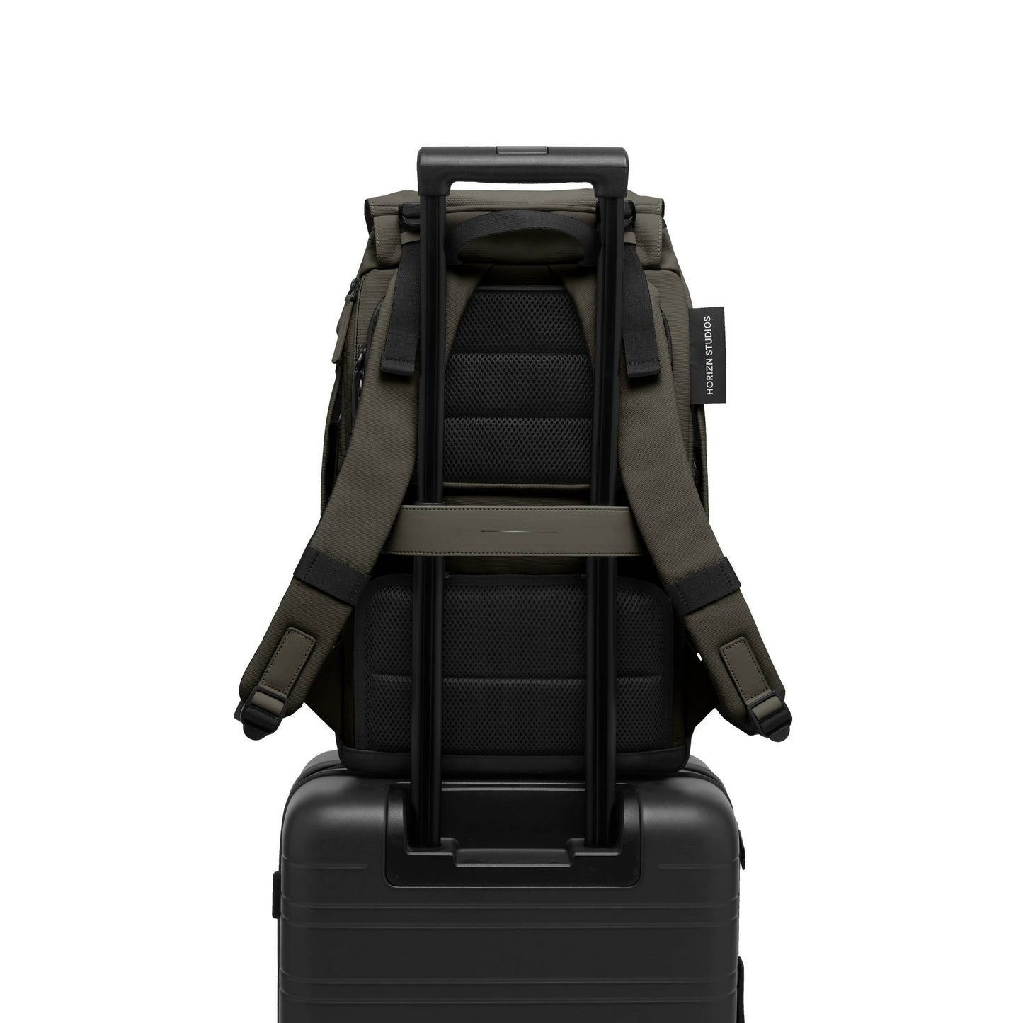 Sofo Rucksack City Darkolive Trolley Rückseite - Wasserabweisend Vegan Ergonomisch - Horizn Studios