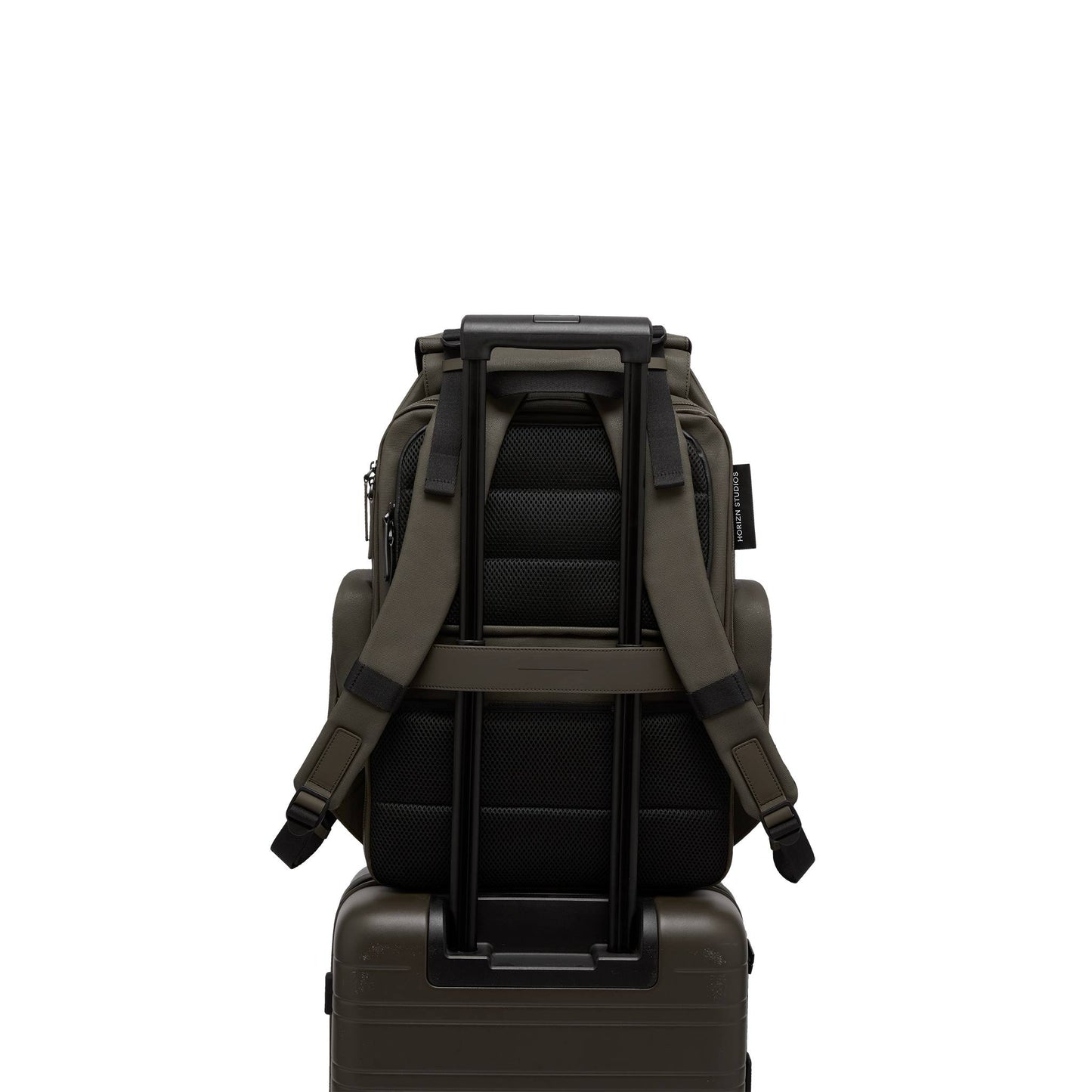 Sofo Rucksack Travel Darkolive Trolley Rückseite Eca - Wasserabweisend Vegan Ergonomisch - Horizn Studios