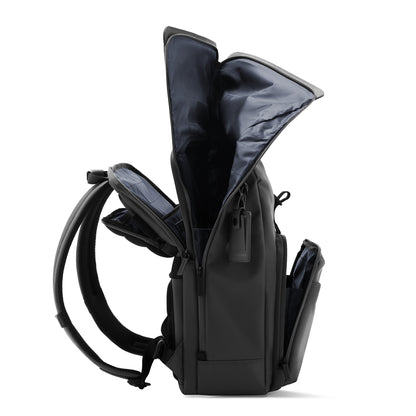 Midtown Flaptop Backpack / All Black / Recycled Nylon