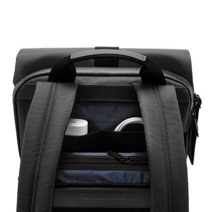 Midtown Flaptop Backpack / All Black / Recycled Nylon