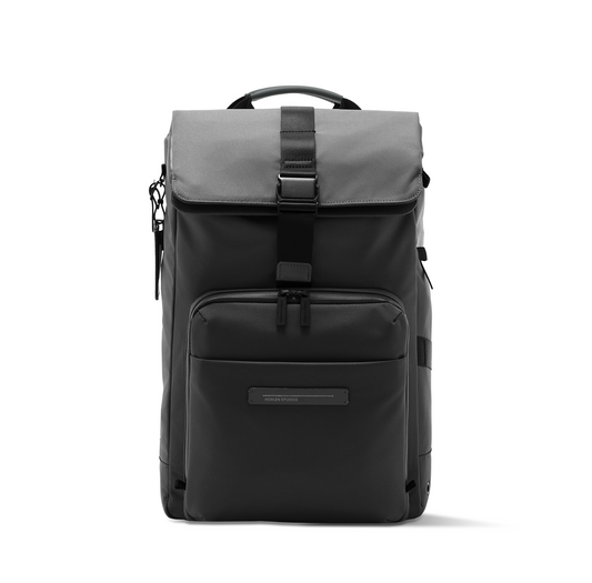 Midtown Flaptop Backpack / All Black / Recycled Nylon