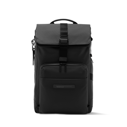 Midtown Flaptop Backpack / All Black / Recycled Nylon