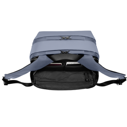 Gion Rucksack Blau Vega Detail Rückseite Fach - Wasserabweisend Vegan Ergonomisch - Horizn Studios