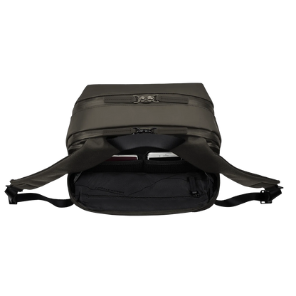 Gion Rucksack Grün Detail Draufsicht With Pockets - Wasserabweisend Vegan Ergonomisch - Horizn Studios