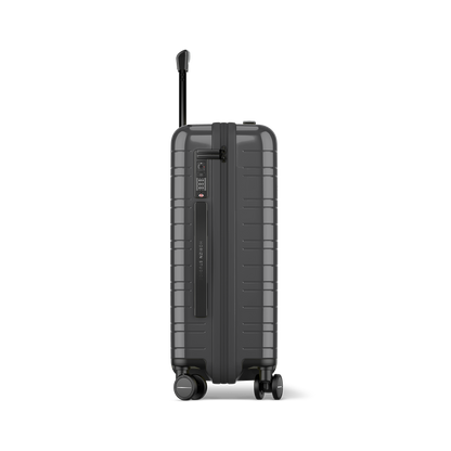 Koffer Essential Glossy Graphite Seitenansicht - Hartschale Polycarbonat Leicht Robust - Horizn Studios