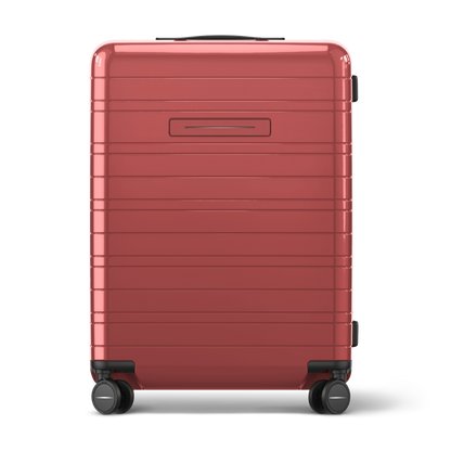Koffer Essential Glossy True Red Vorderseite Bed - Hartschale Polycarbonat Leicht Robust - Horizn Studios