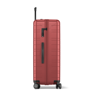 Koffer Essential Glossy True Red Seitenansicht Abc - Hartschale Polycarbonat Leicht Robust - Horizn Studios