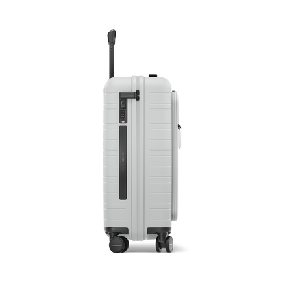 Koffer Essential Light Quartz Grau Seitenansicht - Hartschale Polycarbonat Leicht Robust - Horizn Studios
