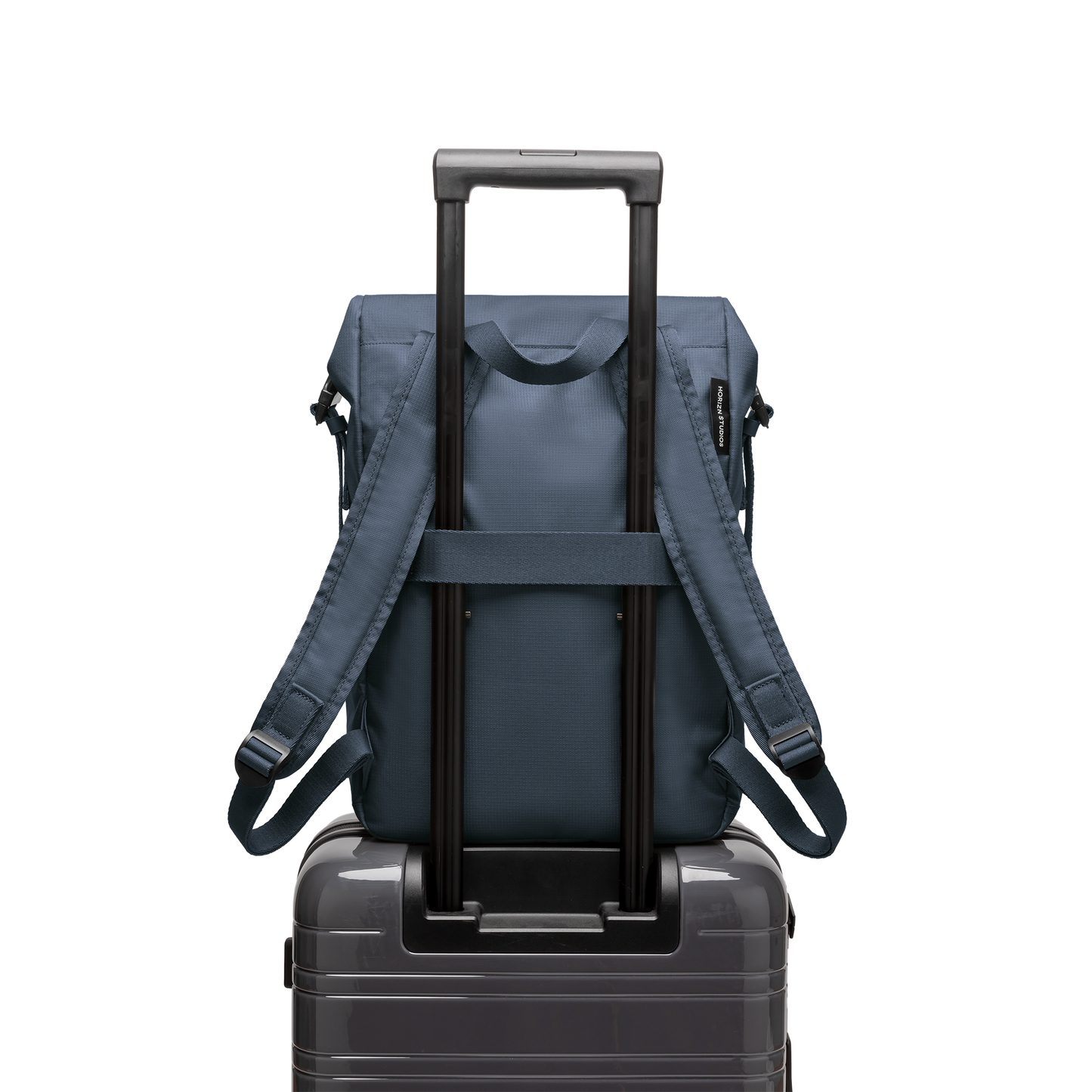 Shibuya Rolltop Rucksack Rucksack Blau Trolley Rückseite - Wasserabweisend Vegan Ergonomisch - Horizn Studios