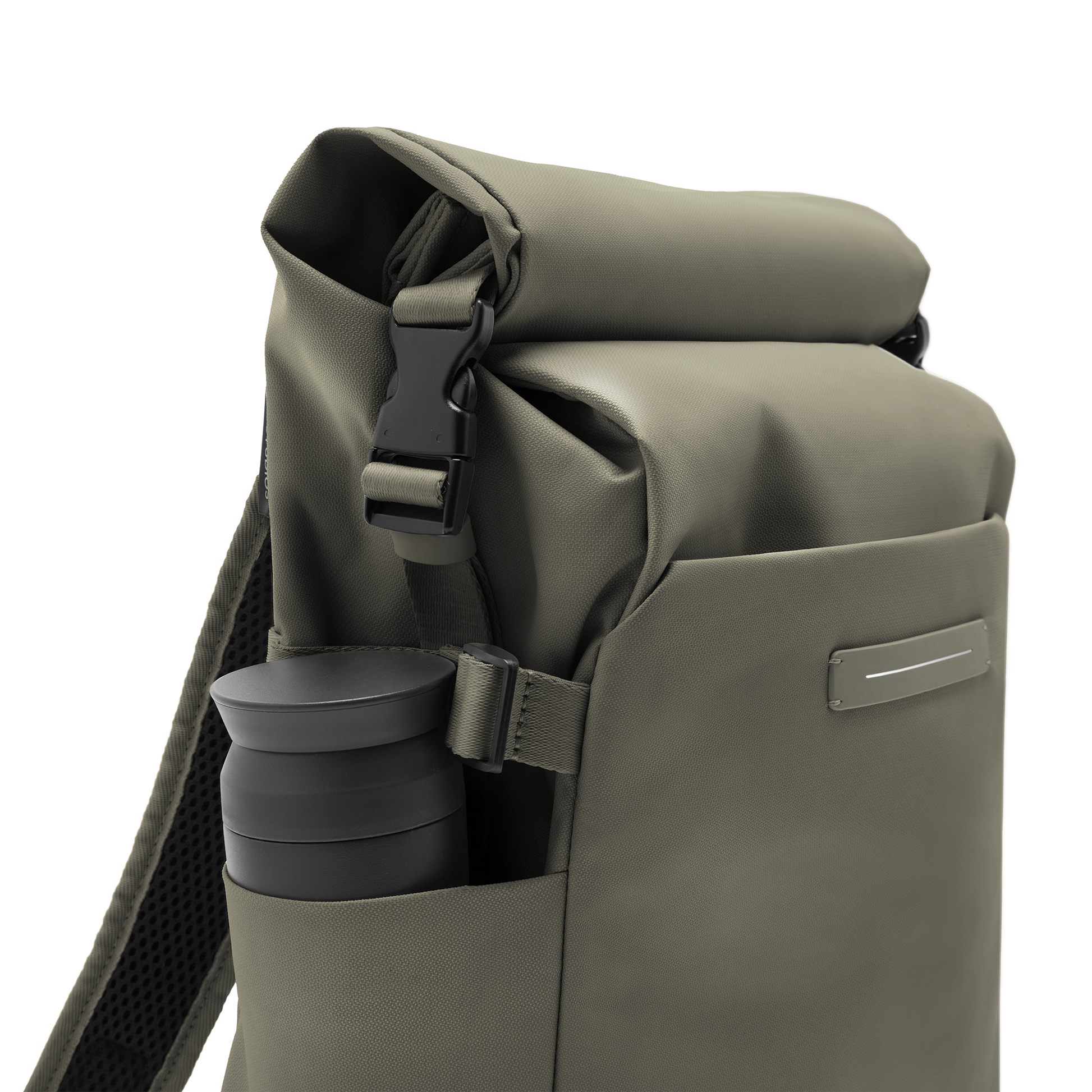 Shibuya Rolltop Rucksack Grün Seitentasche - Wasserabweisend Vegan Ergonomisch - Horizn Studios