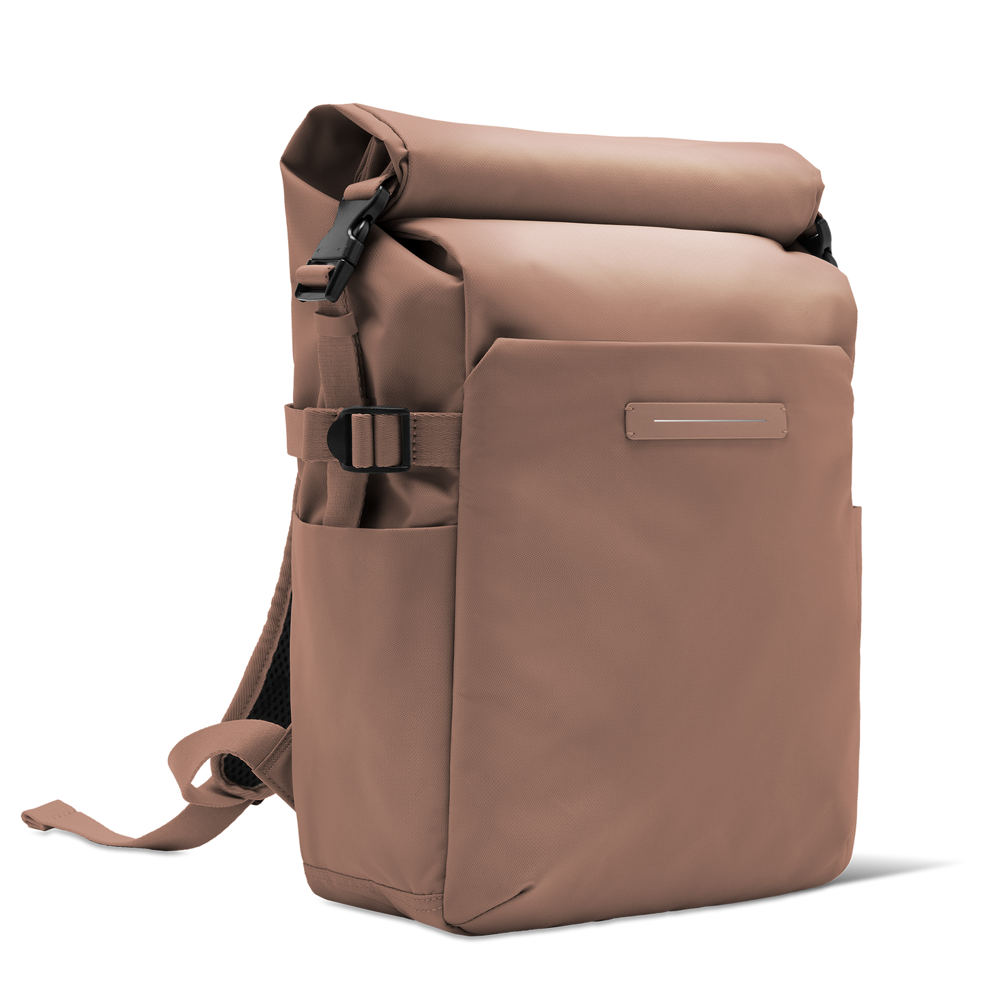 Shibuya Rolltop Rucksack Braun Diagonale Ansicht - Wasserabweisend Vegan Ergonomisch - Horizn Studios
