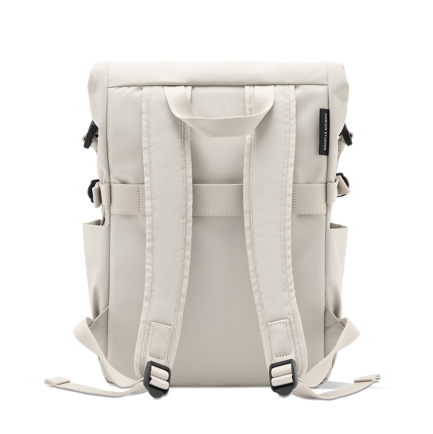 Shibuya Rolltop Rucksack Beige Rückseite - Wasserabweisend Vegan Ergonomisch - Horizn Studios