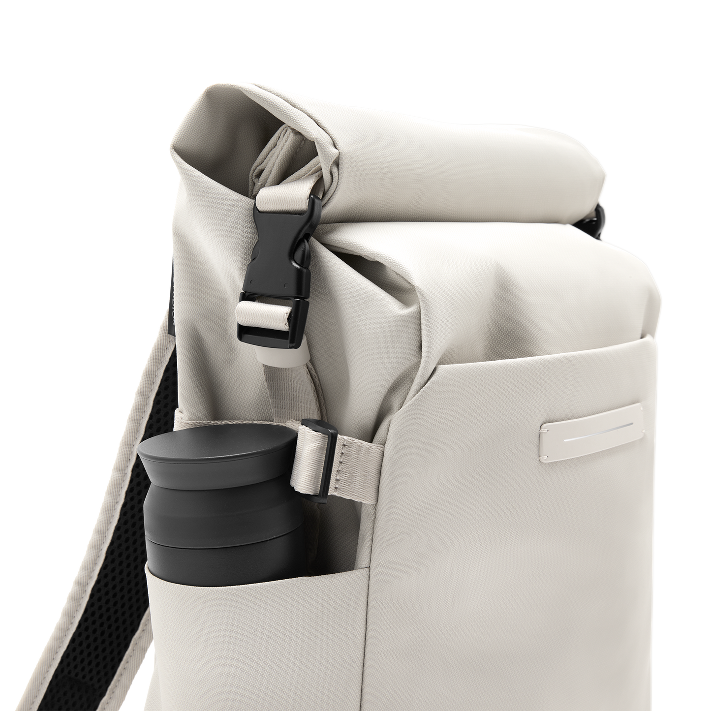 Shibuya Rolltop Rucksack Beige Seitentasche - Wasserabweisend Vegan Ergonomisch - Horizn Studios