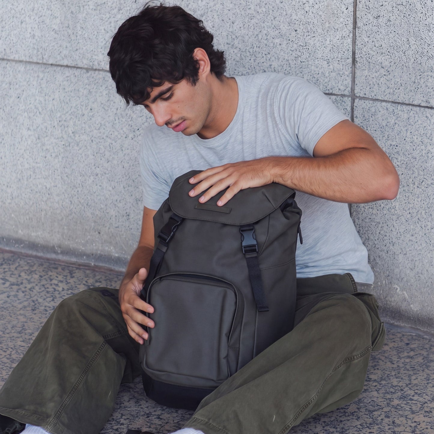 SoFo Backpack City / Dark Olive / Recycled Waxed Canvas