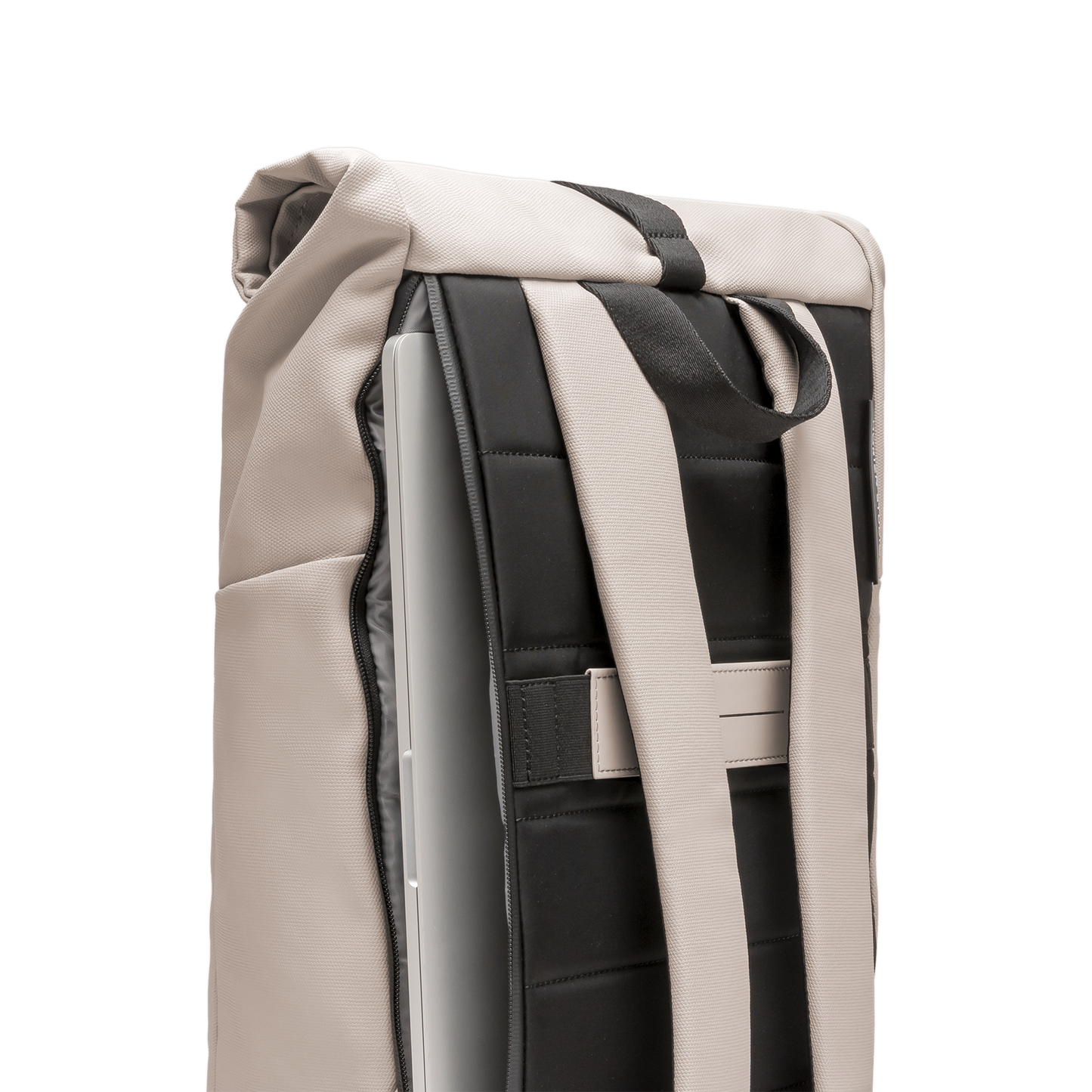 Sofo Rolltop Rucksack Rucksack Beige Detail Laptop - Wasserabweisend Vegan Ergonomisch - Horizn Studios