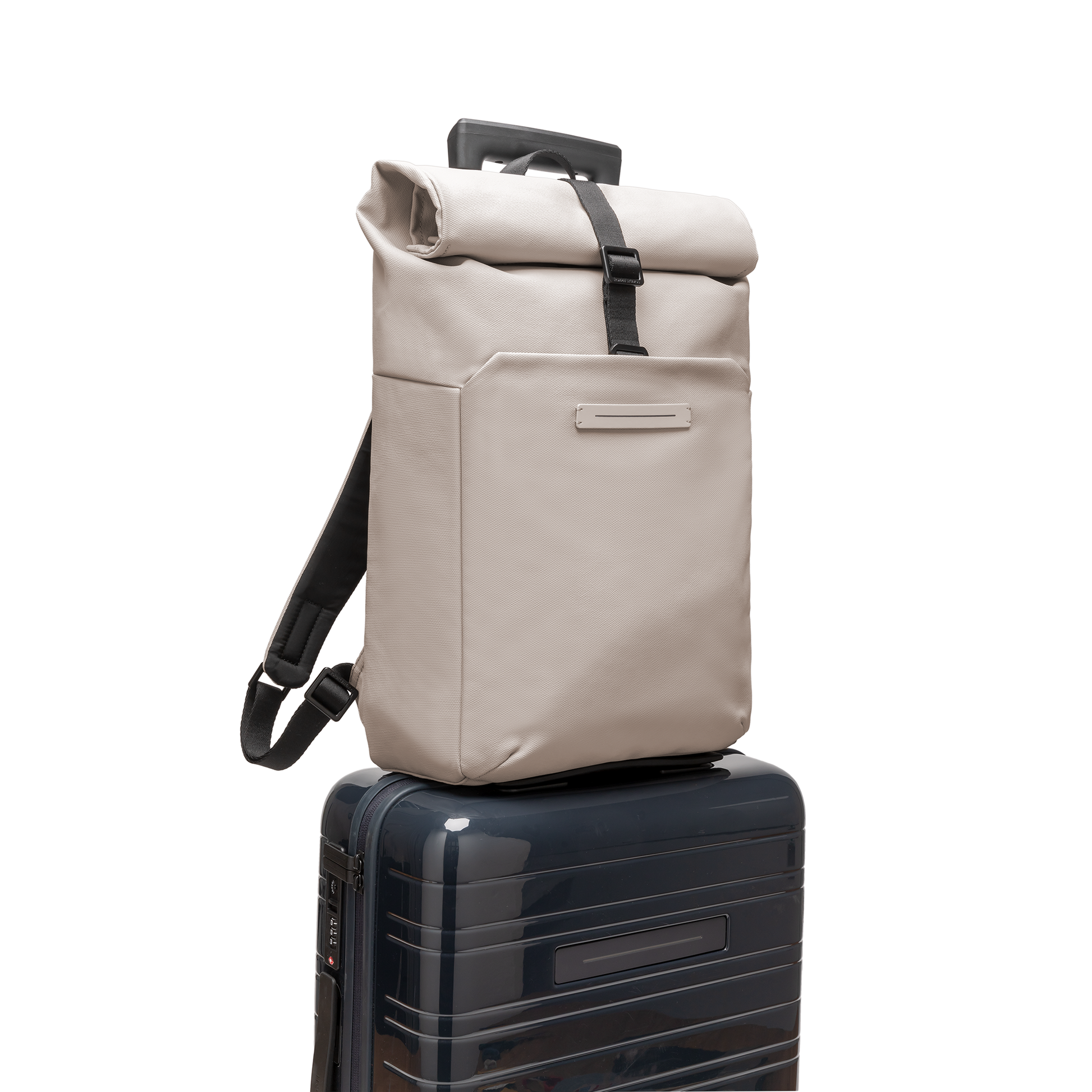 Sofo Rolltop Rucksack Rucksack Beige Vorderseite Trolley - Wasserabweisend Vegan Ergonomisch - Horizn Studios