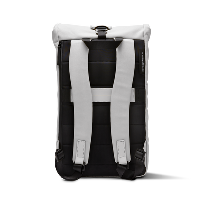 Sofo Rolltop Rucksack Light Quartz Grau Rückseite - Wasserabweisend Vegan Ergonomisch - Horizn Studios