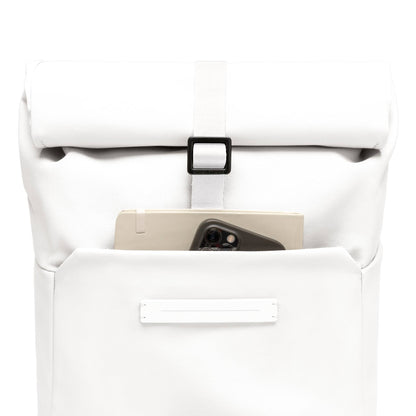 Sofo Rolltop Rucksack Rucksack Rucksack All Weiß Fronttasche - Wasserabweisend Vegan Ergonomisch - Horizn Studios
