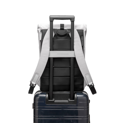 Sofo Rolltop Rucksack Rucksack Light Quartz Grau Trolley Rückseite Acf - Wasserabweisend Vegan Ergonomisch - Horizn Studios