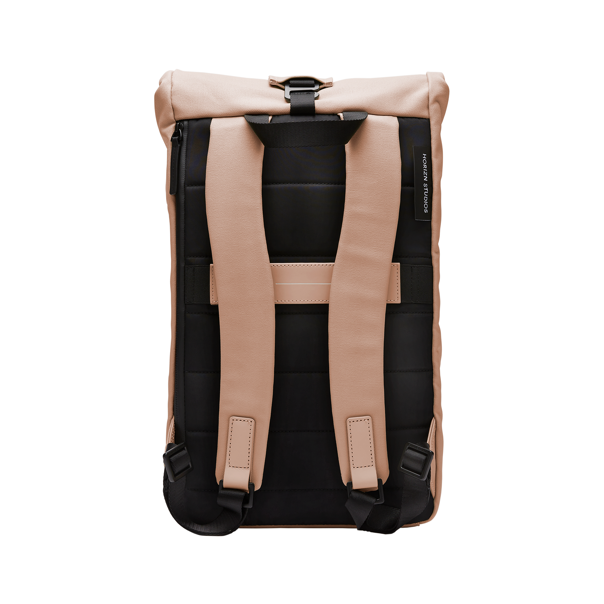 Sofo Rolltop Rucksack Beige Rosa Rückseite - Wasserabweisend Vegan Ergonomisch - Horizn Studios