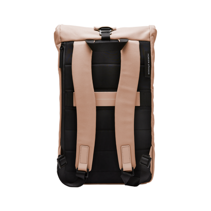 Sofo Rolltop Rucksack Beige Rosa Rückseite - Wasserabweisend Vegan Ergonomisch - Horizn Studios